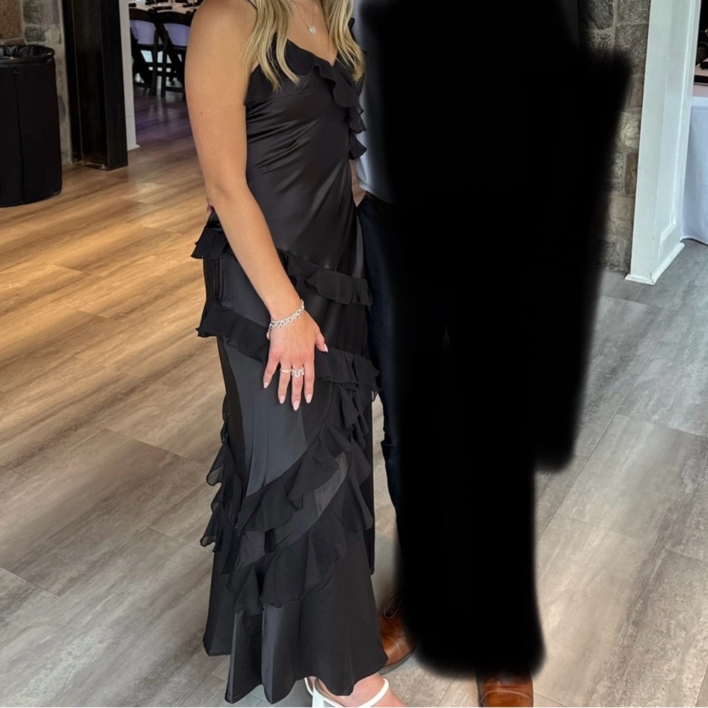 Chic Black Ruffle Maxi Dress